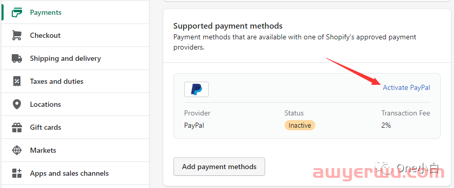 如何在 Shopify 后台启用 PayPal 收款？ 第1张