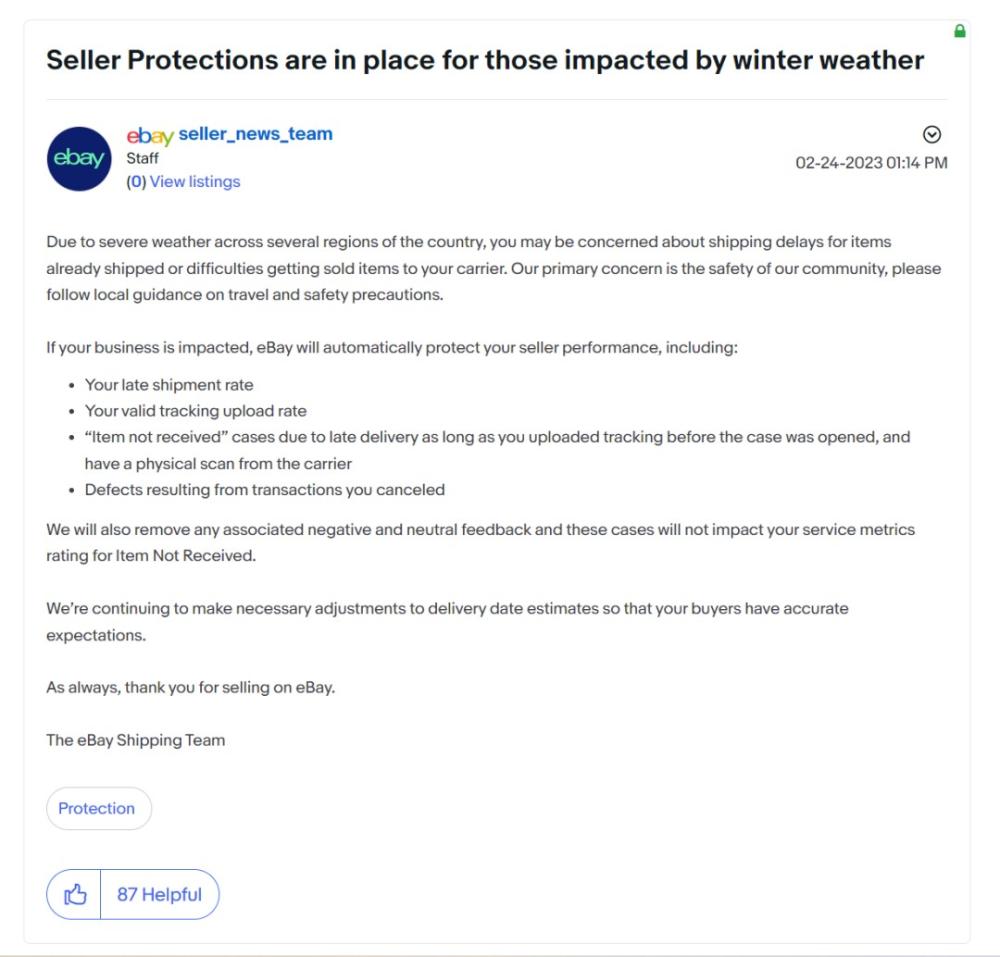 风暴持续侵袭美国，eBay再次为卖家提供保护措施 第1张