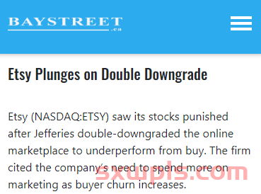 Etsy股票评级再被降低，买家流失严重 第1张